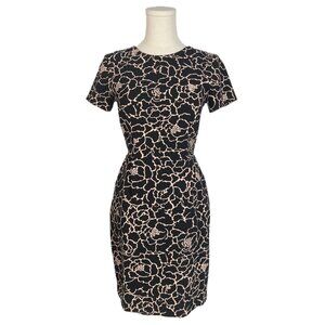 Club Monaco Willa Black And Cream Floral Outlines Short Sleeves Dress Size 00
